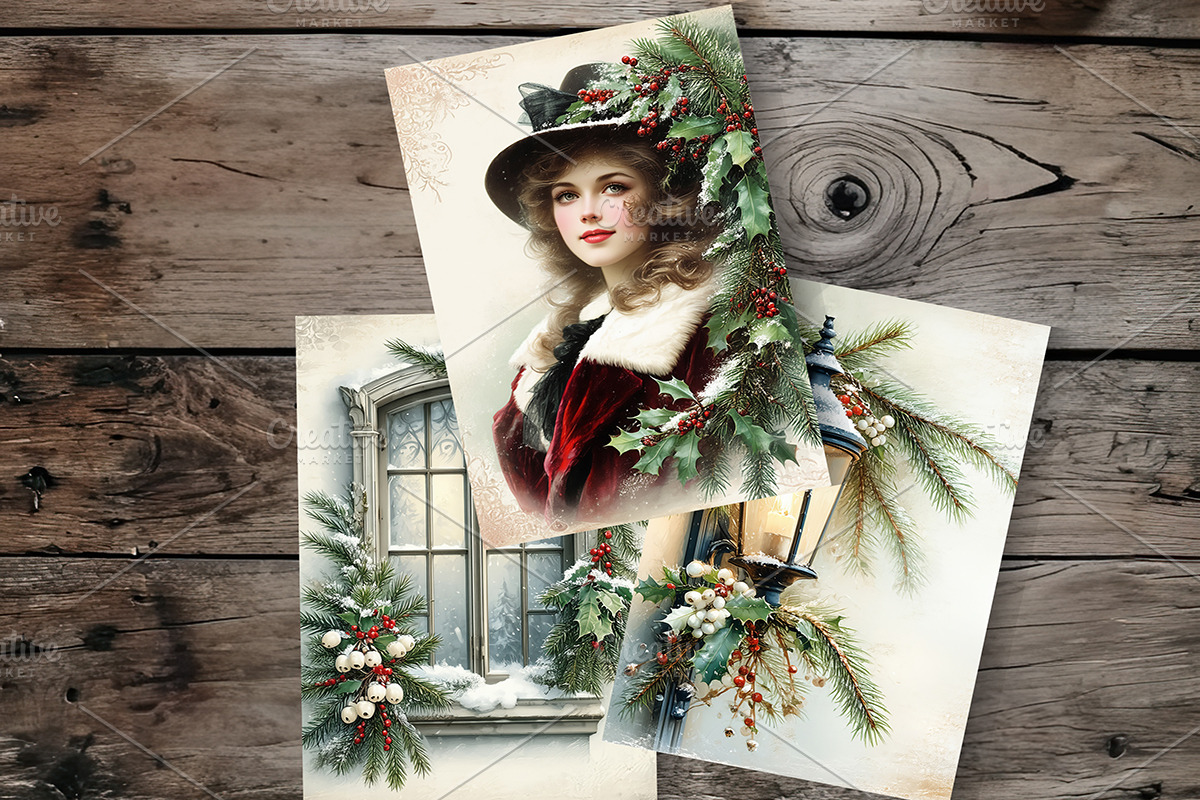 Floral Winter Junk Journal Pages., a Seasonal Illustration by GalaDesign03 (Photo 8 of 8)