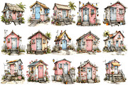 Whimsical Beach Hut Clipart, an Illustration by OK Design (Thumbnail 3 of 6)