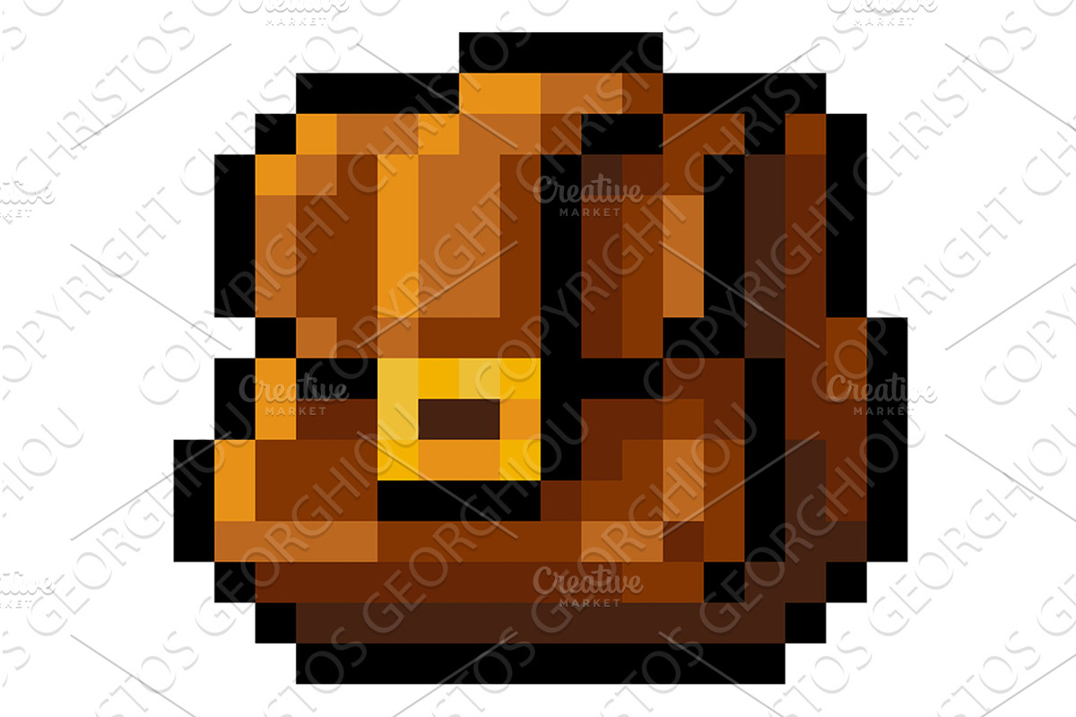 Pixel Art Leather Satchel Video Game, an Object Illustration by Christos Georghiou
