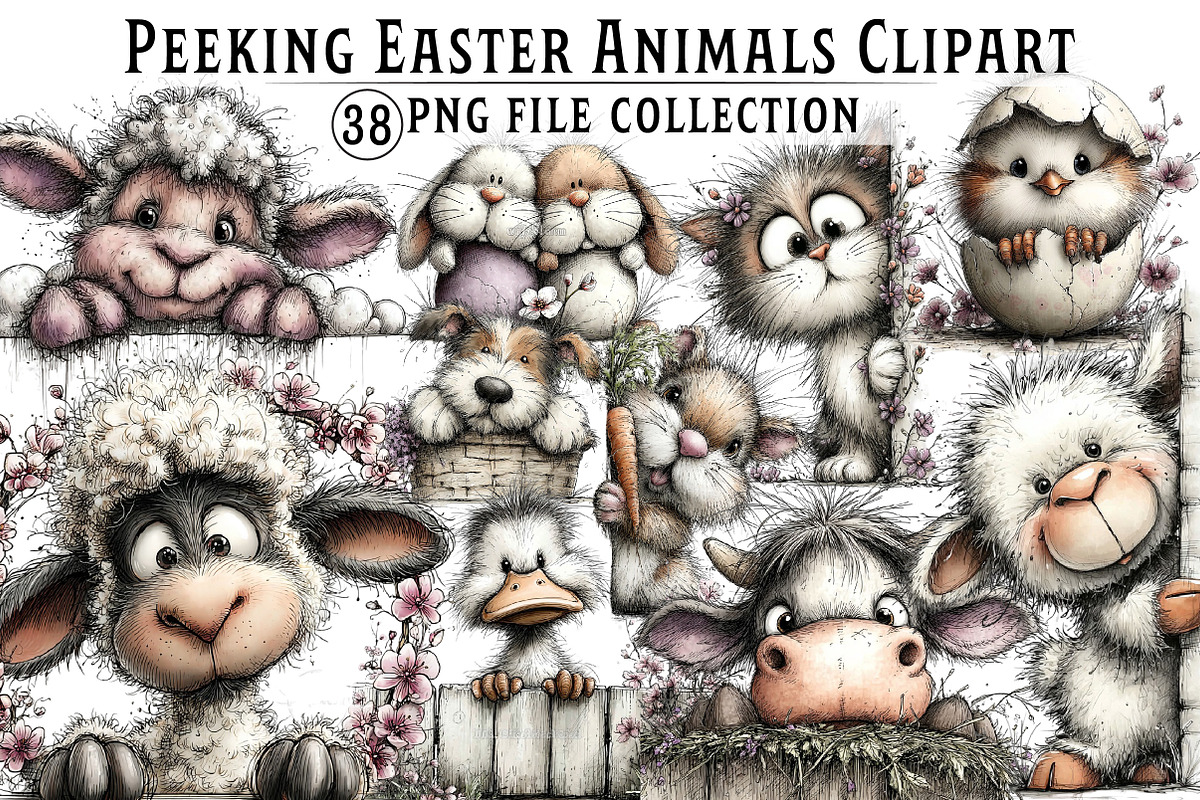 Peeking Easter Animals Clipart, an Illustration by Dream Creation (Photo 1 of 7)