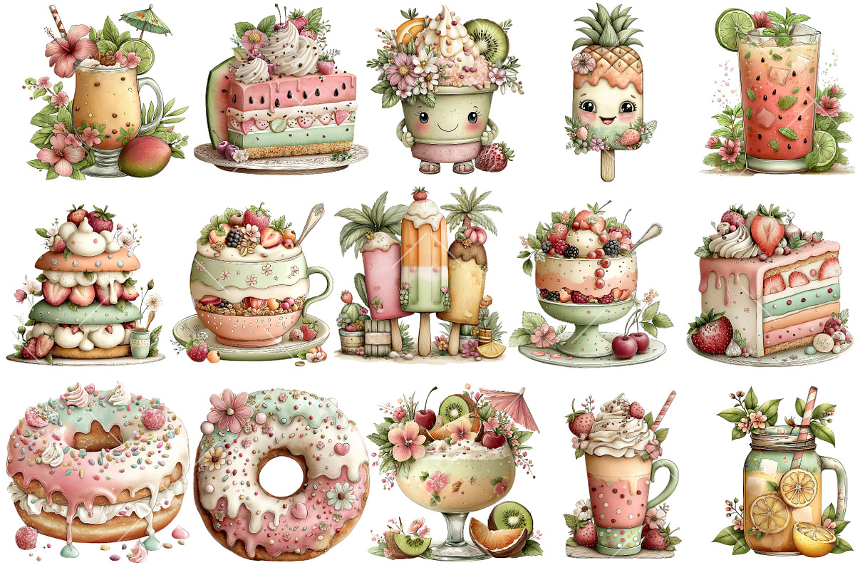 Whimsical Summer Sweet Treats Clipar, an Illustration by OK Design (Photo 3 of 6)