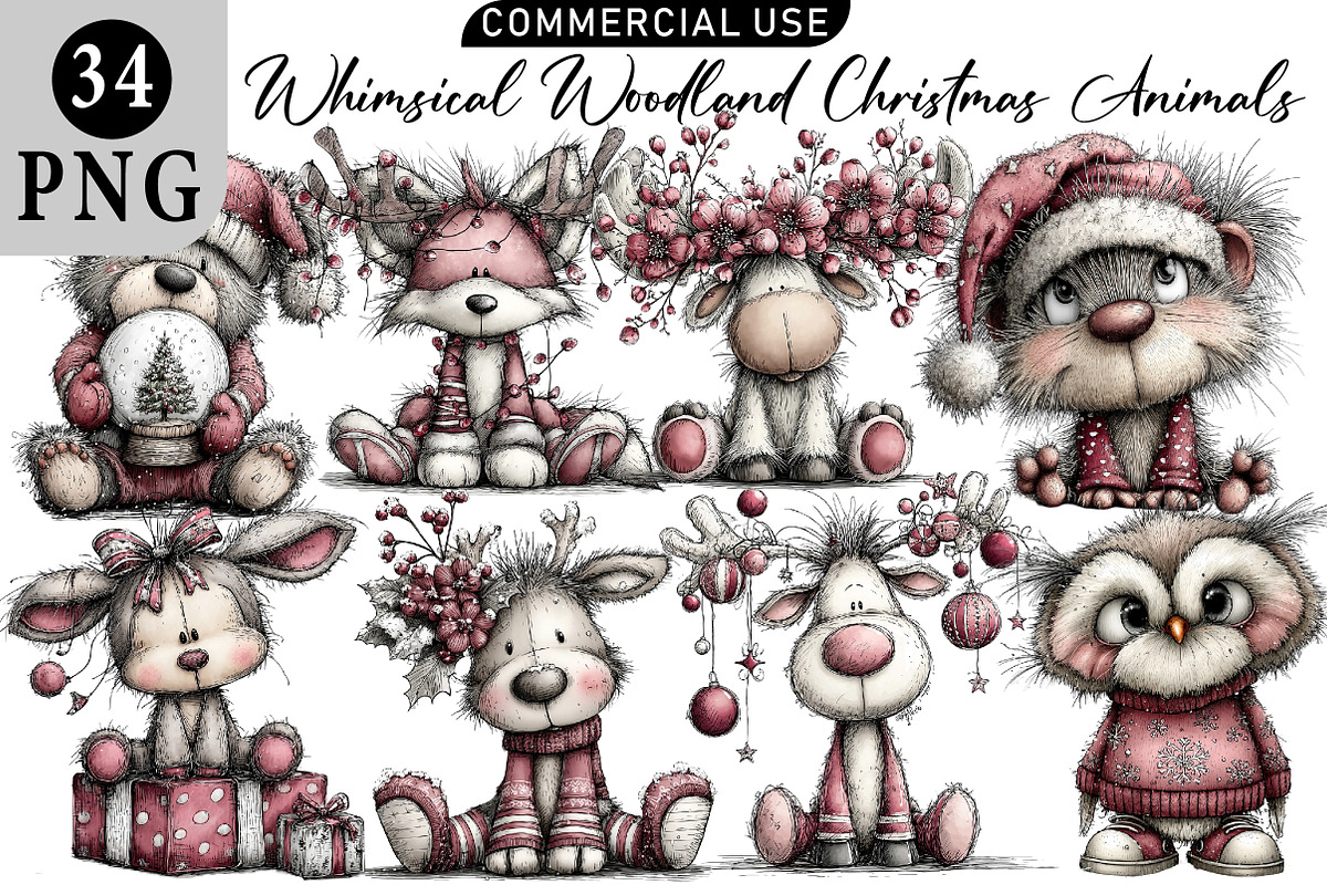 Whimsical Woodland Christmas Animals, an Illustration by Daily.Designs (Photo 1 of 5)