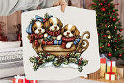 Whimsical Christmas Puppies Sleigh, a Seasonal Illustration by SVGArt (Thumbnail 5 of 5)