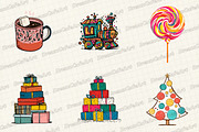 Groovy Retro  Christmas Clipart, an Illustration by DreamCafeArt (Thumbnail 6 of 7)