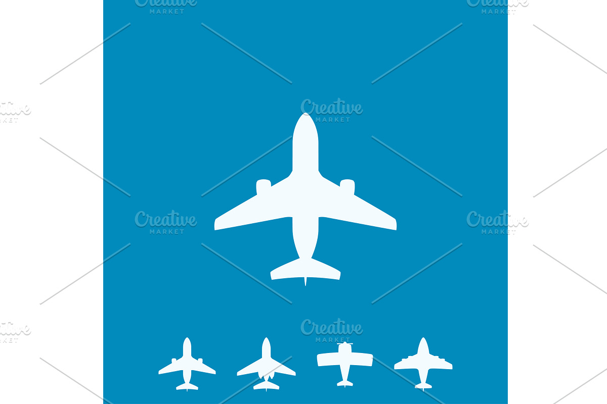 white simple airplanes as icons in, a Transportation Illustration by IfH