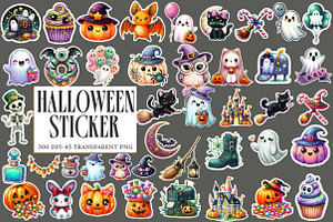 Halloween Sticker Png Bundle, an Illustration by Designworld