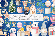 Cute Boho Christmas Watercolor Clipa, an Illustration by Designworld (Thumbnail 1 of 5)