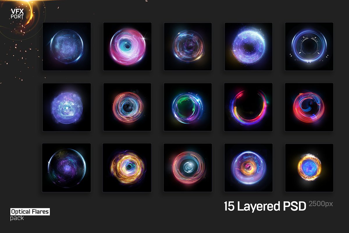 15 Optical Flares Pack, an Object Graphic by GothLab (Photo 10 of 10)