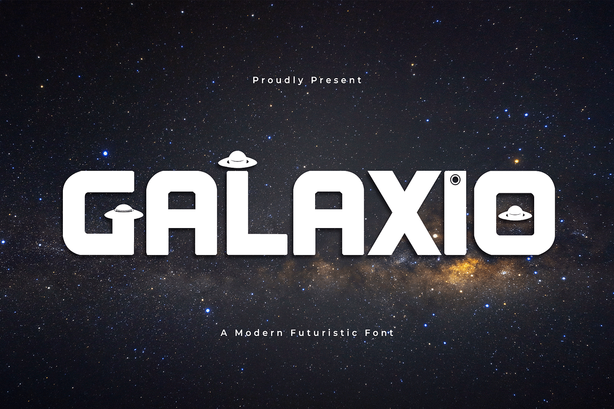 Galaxio - A Modern Futuristic Font, a Sans Serif Font by overlaytemplates (Photo 1 of 5)