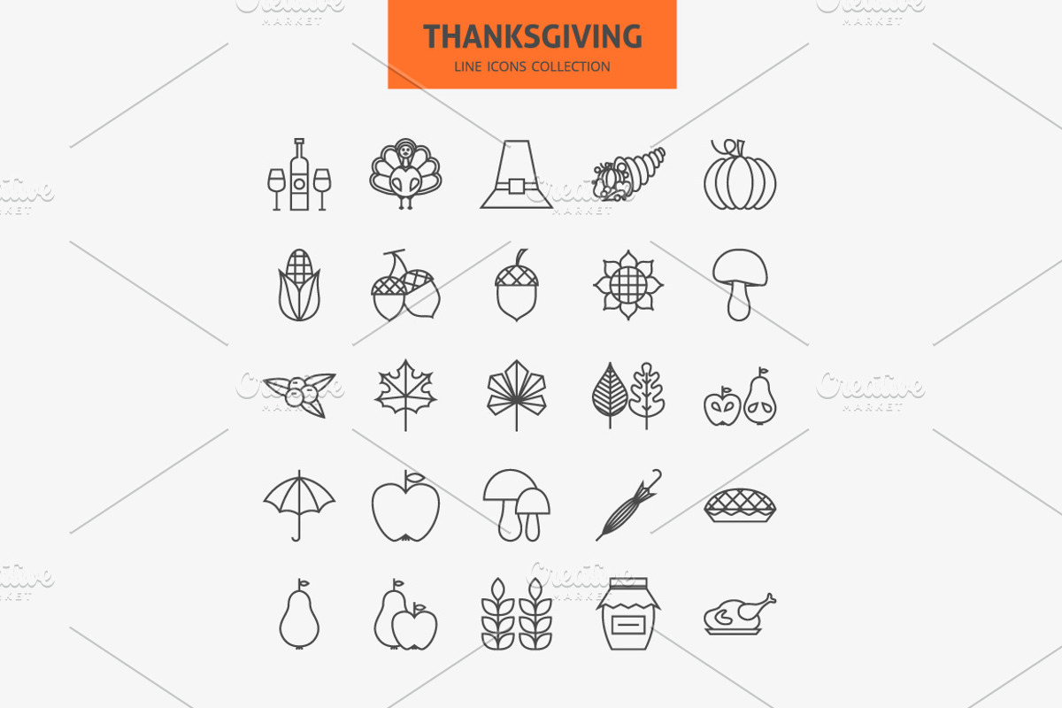 Thanksgiving Line Art Icons, an Outline Icon by Anna_leni (Photo 2 of 6)