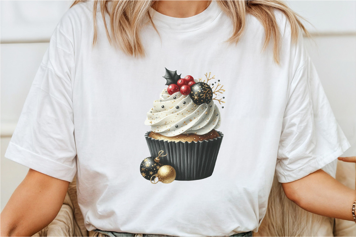 Watercolor Black & Gold Christmas C, a Seasonal Illustration by Rose Art (Photo 5 of 6)