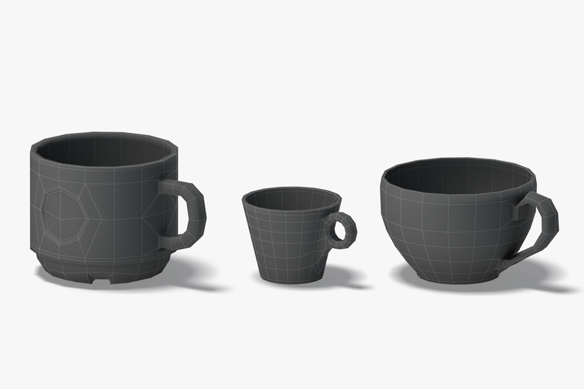10 White Ceramic Cups 3D Model, an Object 3D Model by rebrandy (Photo 7 of 9)