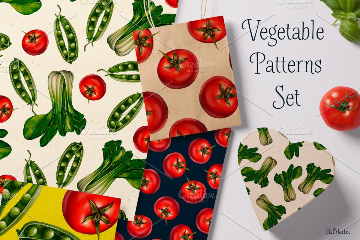 Vegetable Patterns Set, a Pattern Graphic by ZiziMarket (Photo 1 of 4)