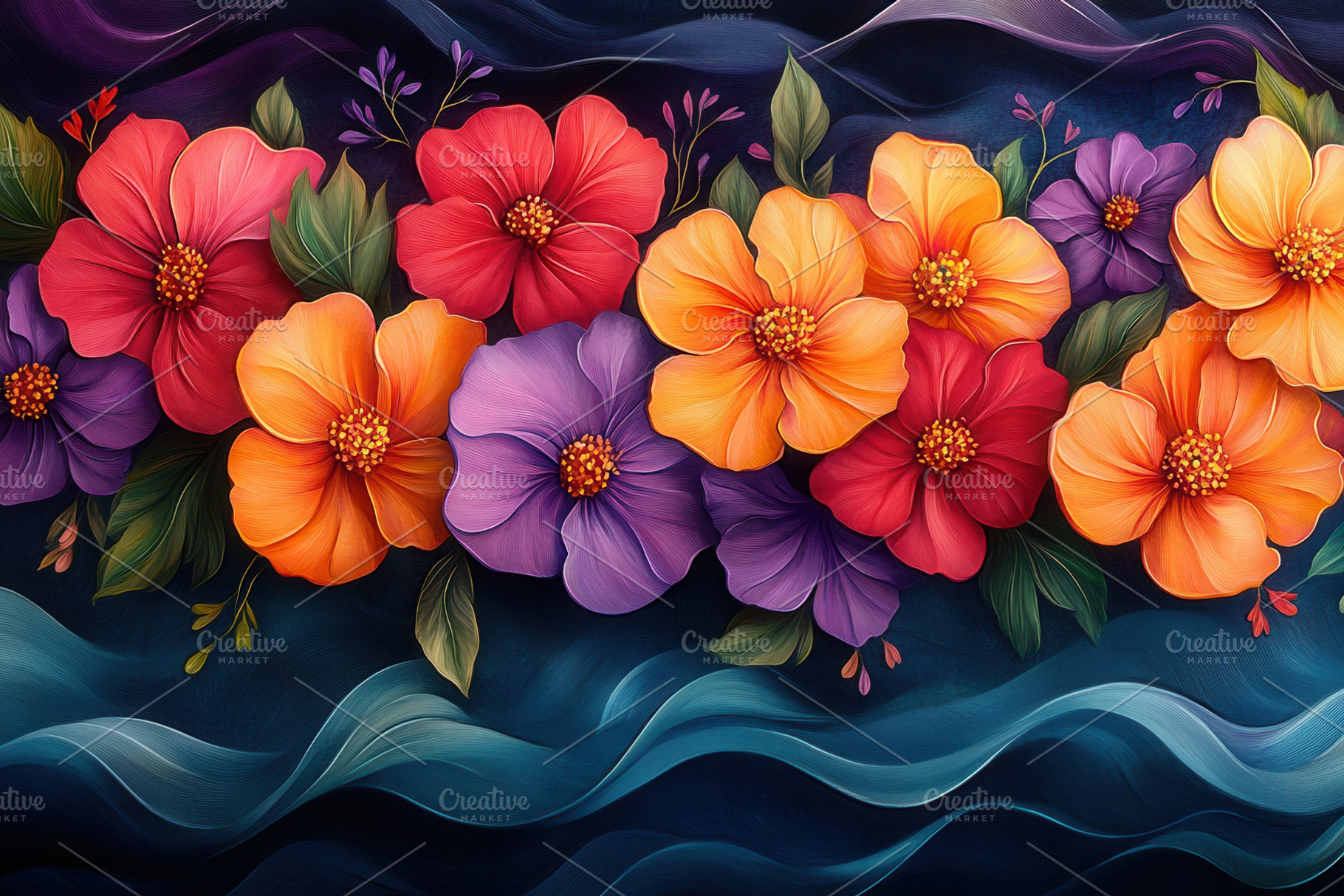 Vibrant floral arrangement showcasin, a Photo by Tanuart