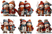 Cute Snowman Couple Clipart, an Illustration by DreamArtGraphic (Thumbnail 2 of 4)