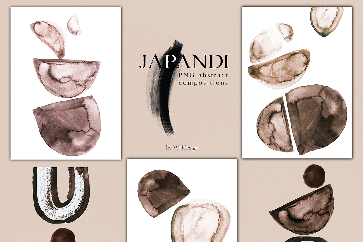 Japandi Abstract Watercolor Clip Art, a Decorative Illustration by whiteheartdesign (Photo 7 of 24)