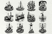 Nautical Engraving SVG Graphics, an Object Illustration by DENIDigitalArtSudio (Thumbnail 2 of 6)