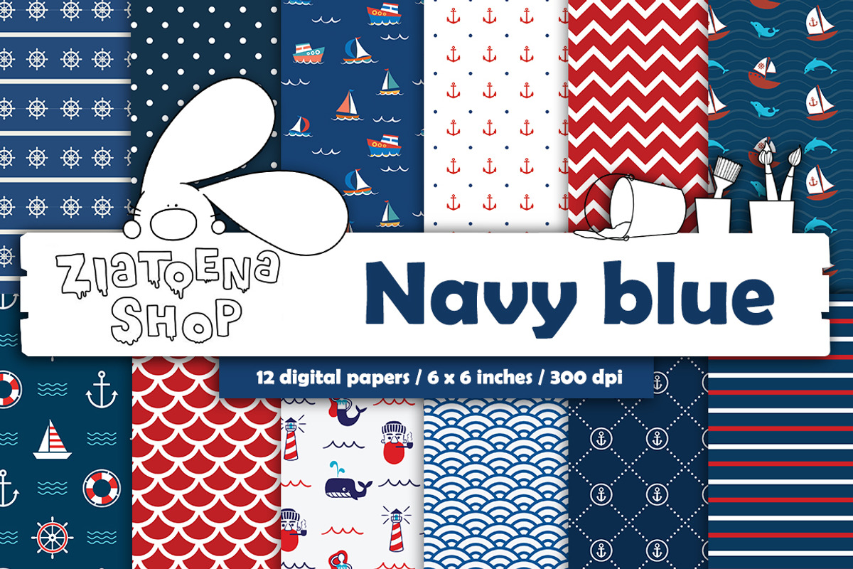 Navy Paper Pack, a Pattern Graphic by Zlatoena Clipart (Photo 1 of 4)