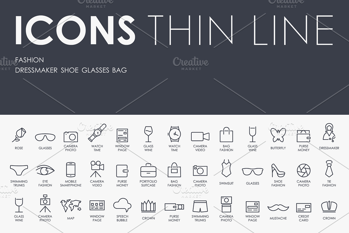 Fashion thinline icons