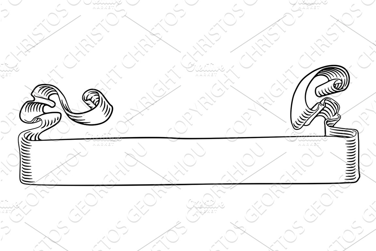 Scroll Banner Woodcut Vintage Style, a Texture Illustration by Christos Georghiou