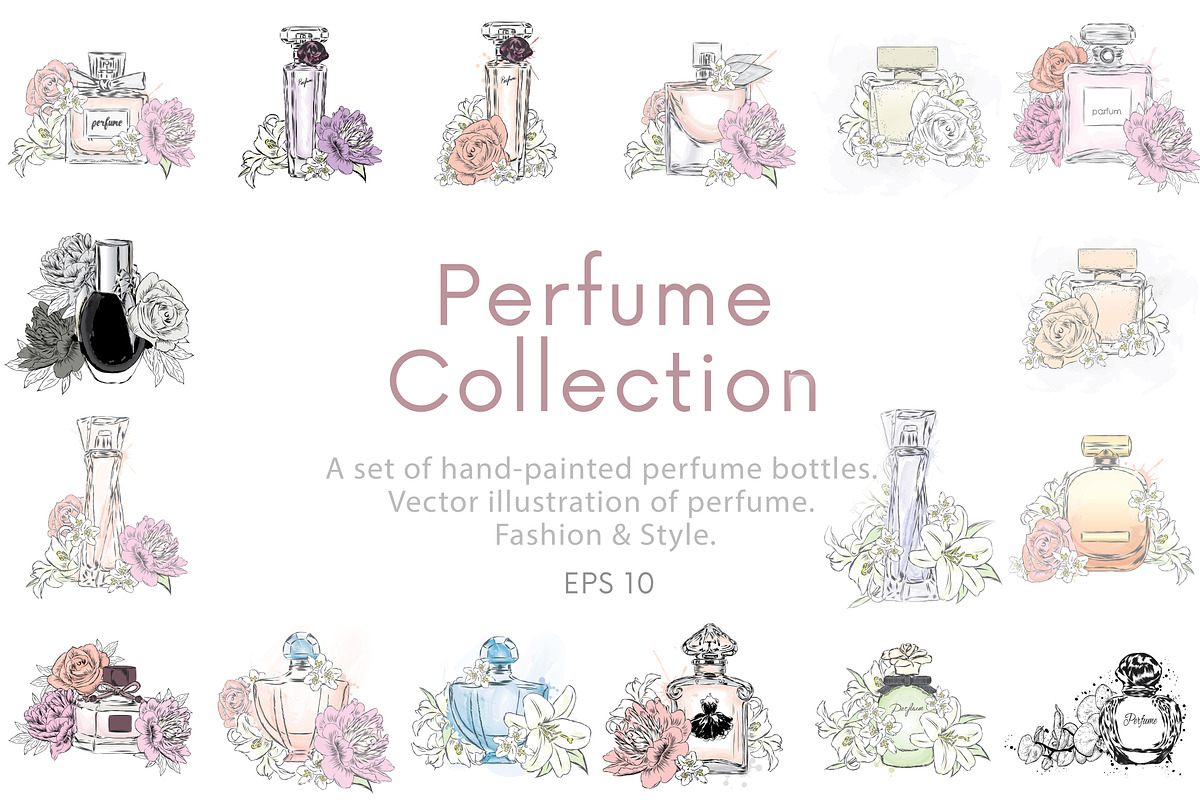 A set of vector perfume bottle., an Object Graphic by Vitaliy Grin