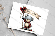 Christmas Teddy Bear Blue Clipart, an Illustration by Canvas Craft (Thumbnail 5 of 7)