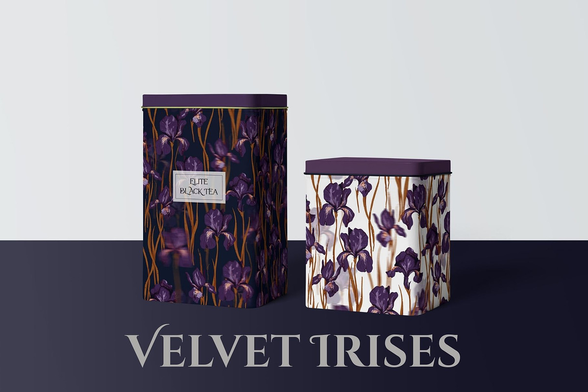 Velvet Irises. Luxury Floral Pattern, a Pattern Graphic by PaperJamLab (Photo 9 of 11)