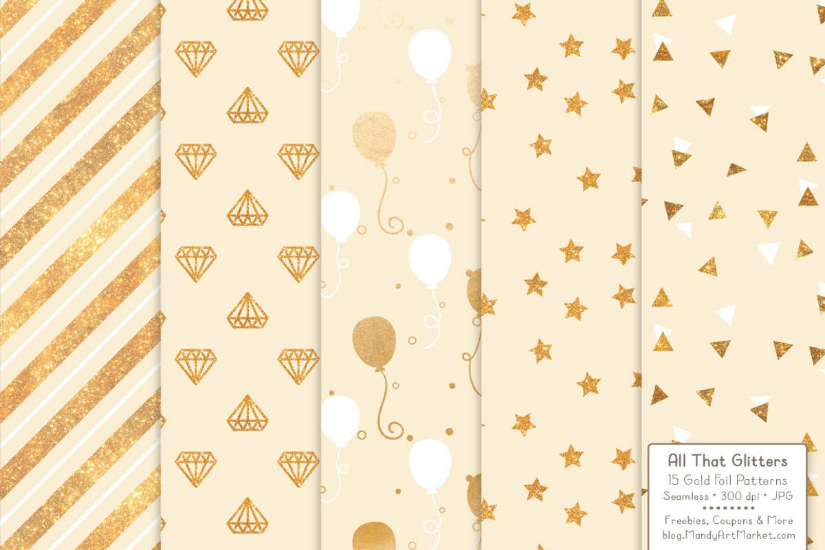 Gold Foil Digital Papers in Cream, a Pattern Graphic by Amanda Ilkov (Photo 2 of 4)