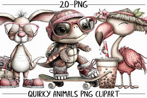 Quirky Animals PNG Clipart, an Illustration by Libby Wishes