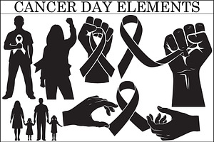 Cancer Awareness Day Silhouette Set, a Healthcare Illustration by balal