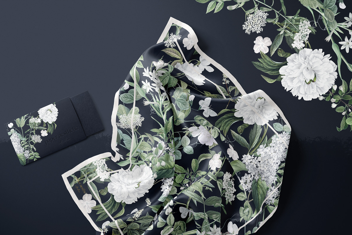 White Flowers Botanical Paper Pack, a Pattern Graphic by paper aesthetic (Photo 6 of 8)