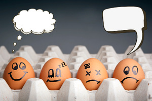 Thought Balloon Egg Characters, a Health & Medical Photo by THP Creative