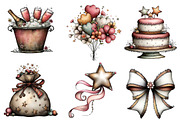 Watercolor Happy New Year Clipart, an Illustration by CreationArt (Thumbnail 2 of 5)