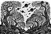 50 Mystical Galaxy Forest Silhouette, a Technology Illustration by Amazin_art (Thumbnail 33 of 41)