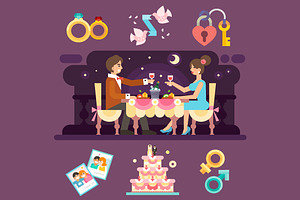 Romantic Dinner Of Lovely Couple.