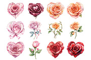 Valentine watercolor roses & hearts, a Seasonal Illustration by CitraGraphics (Thumbnail 4 of 6)