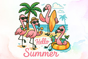 Flamingo Summer Png Sublimation Desi, an Illustration by Sublimation Artist (Thumbnail 1 of 9)