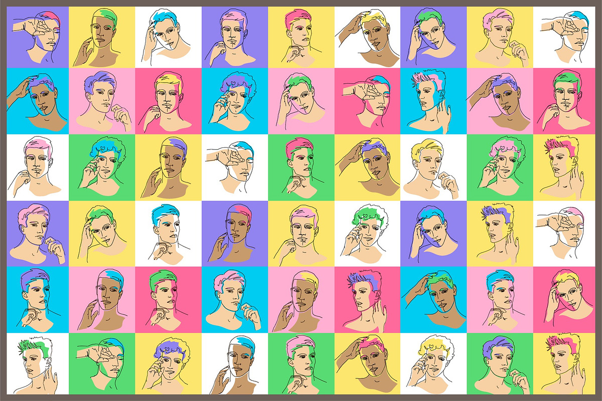 Male Face Line Art Portraits, a Person Illustration by statica (Photo 10 of 11)
