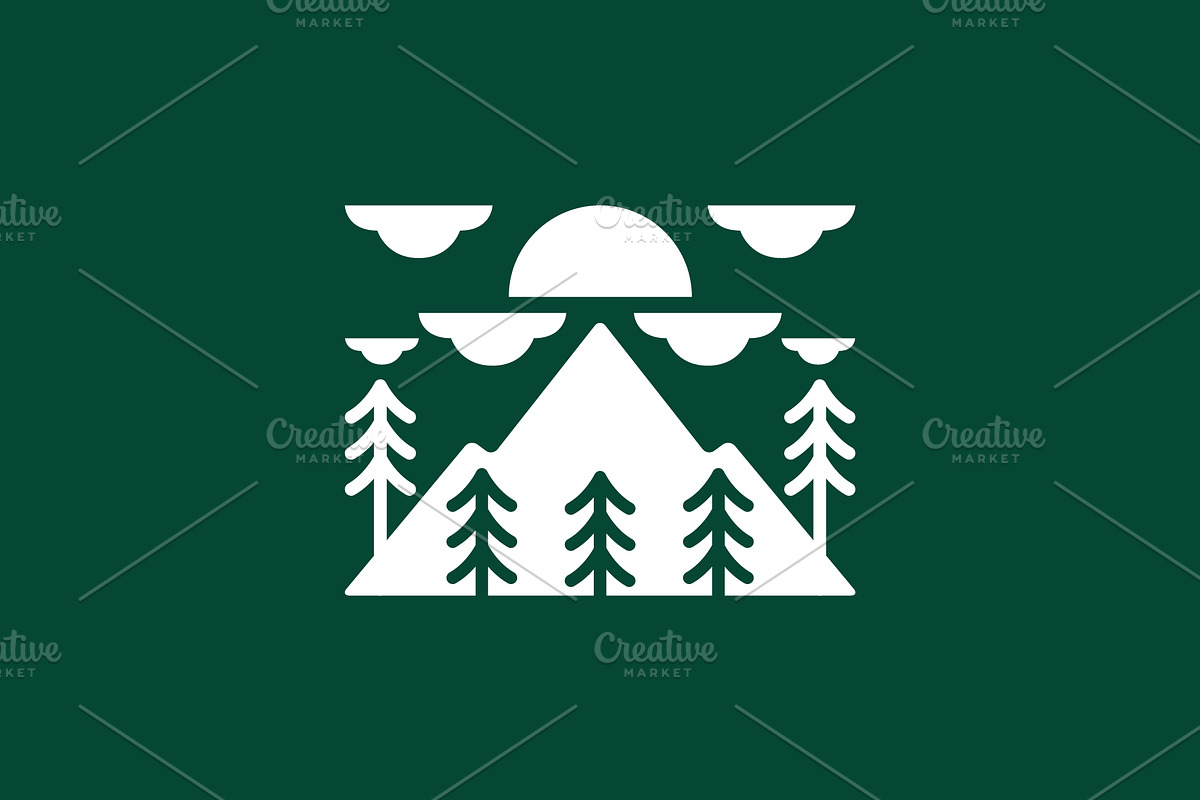 mountain peak summit pine tree logo, a Branding & Logo Template by devastd