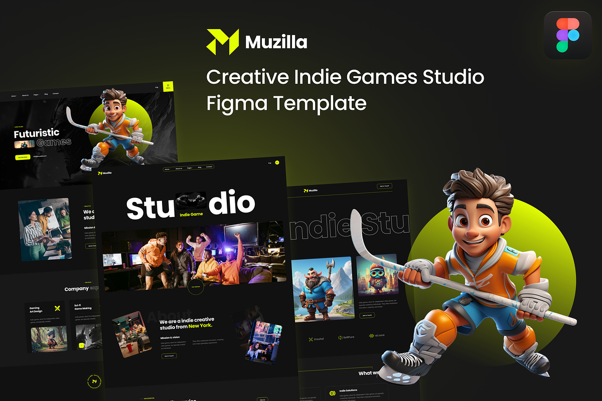 Muzilla Games Studio Figma Template, an UI Kit Template by AliThemes (Photo 1 of 4)