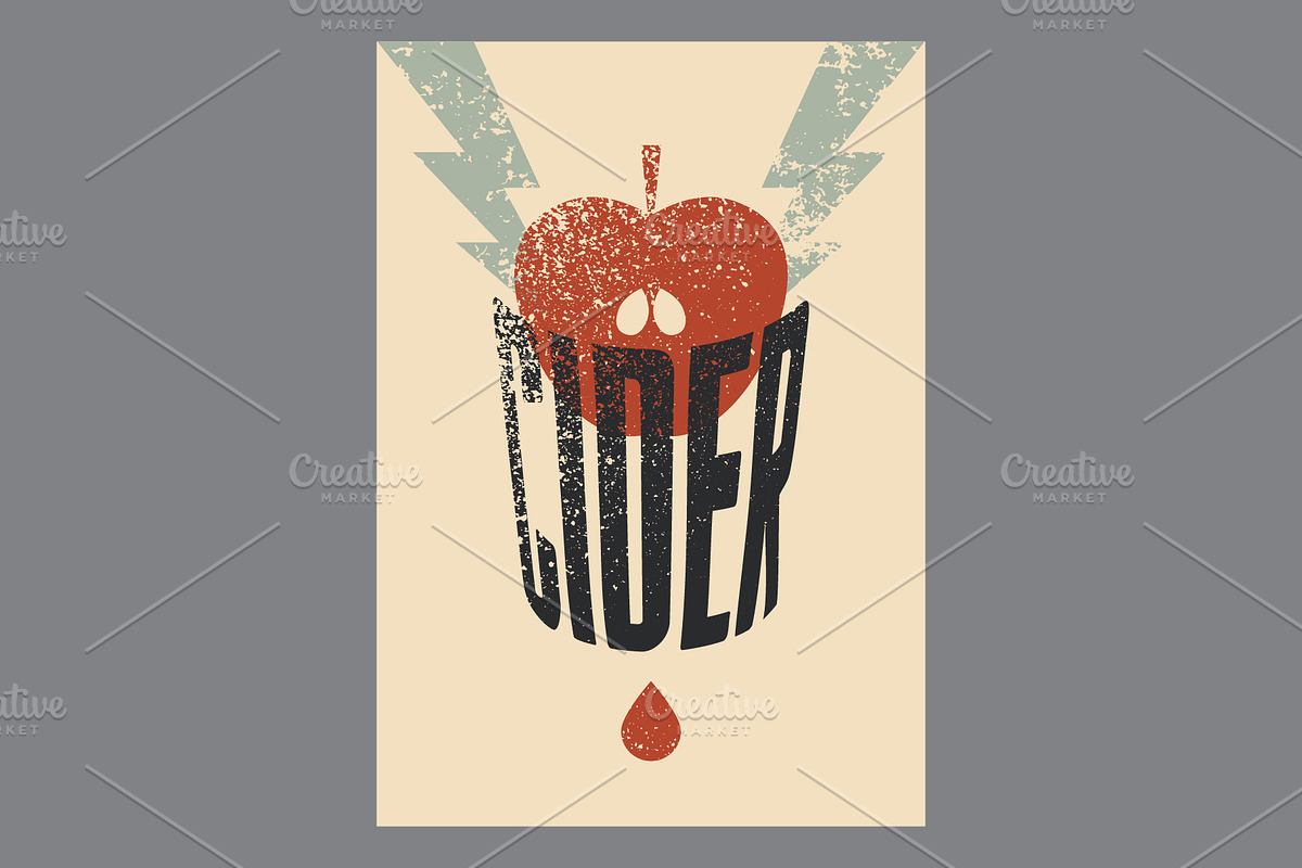 Apple Cider grunge vector poster set, a Food Illustration by PoPaShop (Photo 6 of 6)