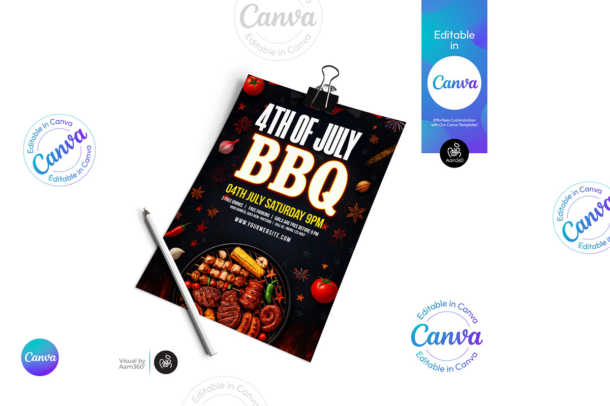4th Of July BBQ Party Flyer, a Flyer Template by Aam360 (Photo 2 of 3)