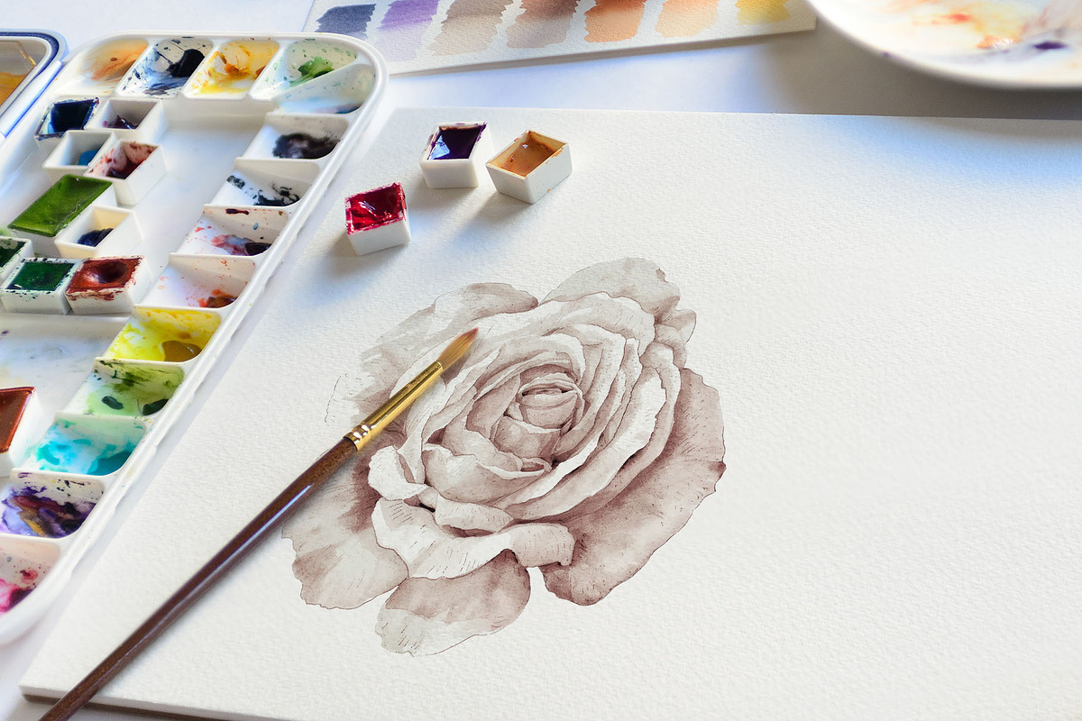Watercolor White Rose Vector Set, a Graphic by Deckar_art (Photo 5 of 5)