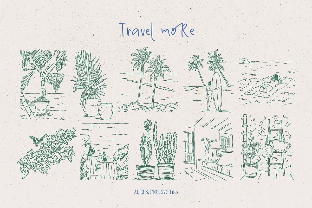 Mediterranean Vacation Illustrations, an Object Graphic by DesignThatMatters (Photo 3 of 12)