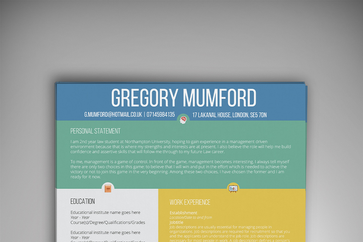 The Extrovert CV/Resume, a Resume Template by Valeur Design