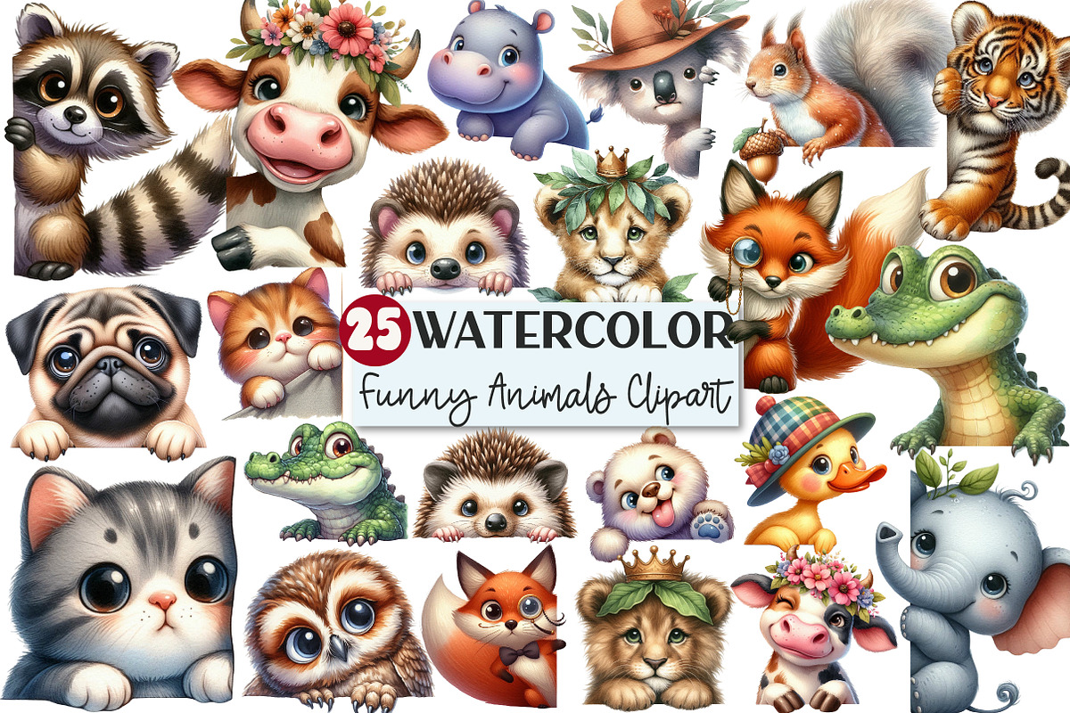 Funny Animals Peeking Clipart, an Illustration by Rose Art (Photo 1 of 7)