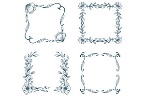 Floral sketch leavesframe, floral, o