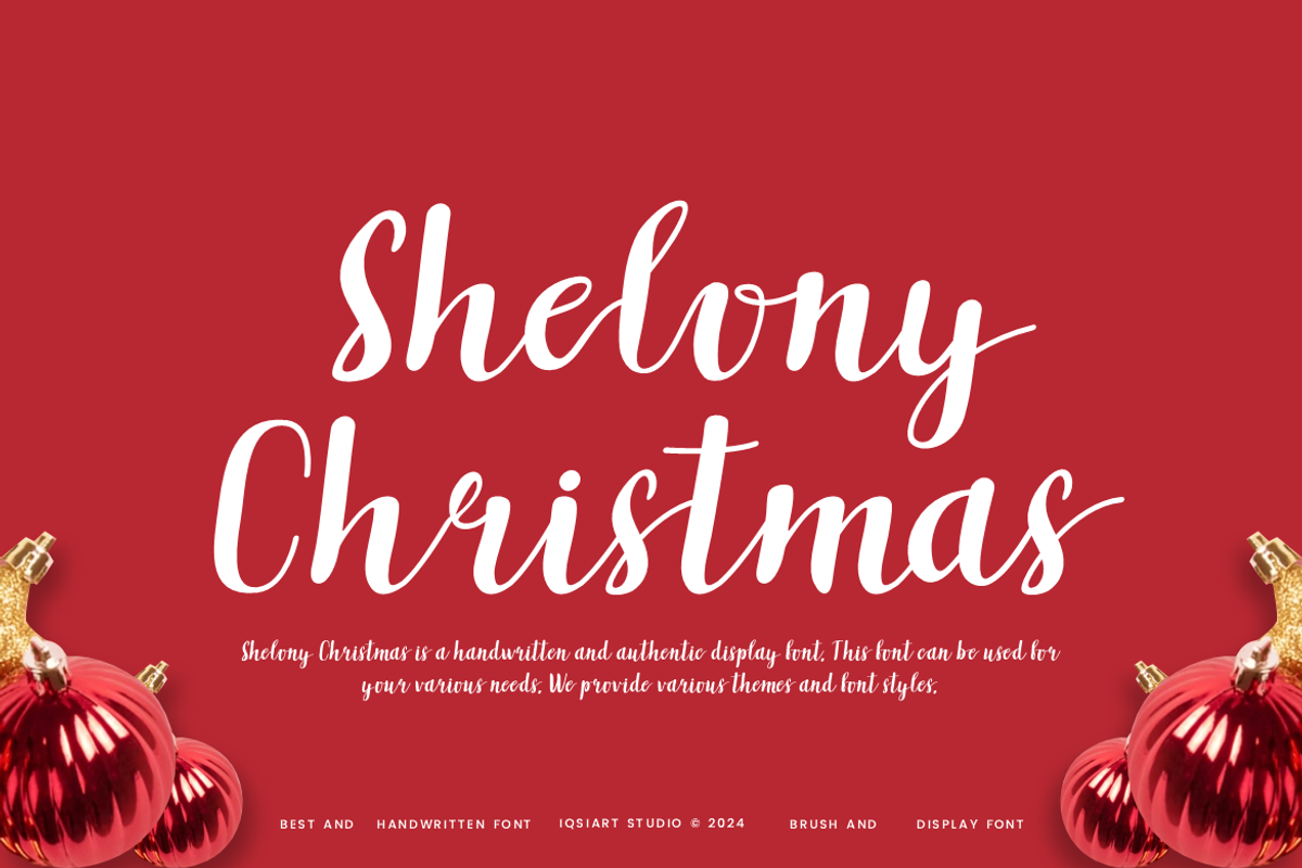 Shelony Christmas Font, a Handwritten Font by Iqsiart Studio (Photo 1 of 6)