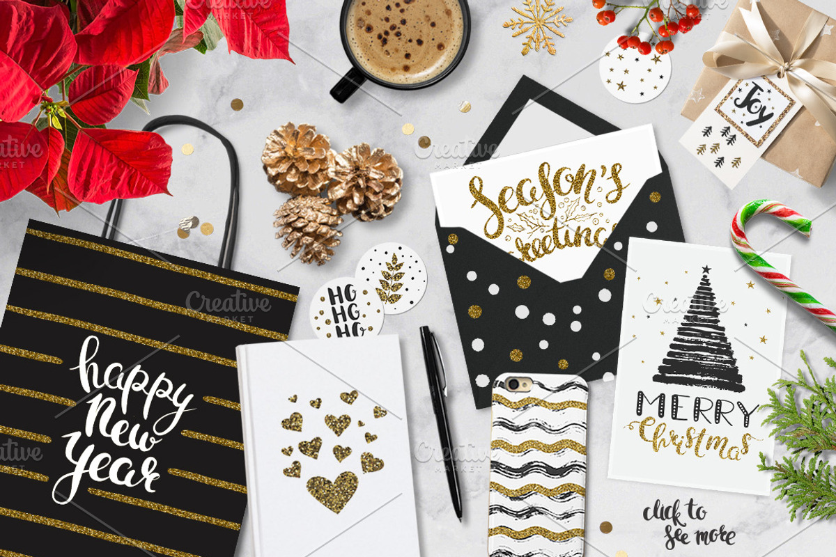 Black & Gold Christmas design kit, a Background Graphic by harmonia_green_art (Photo 5 of 9)