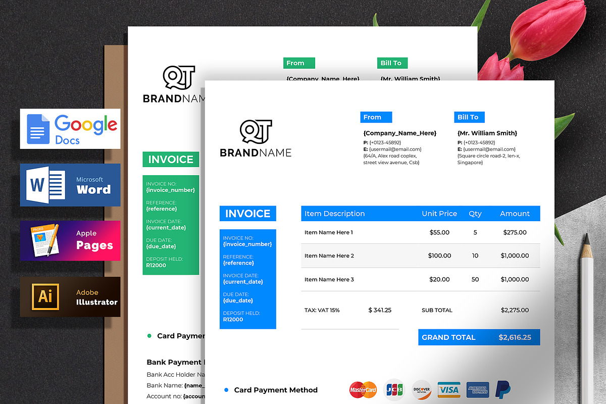 Invoice Template Google Docs Word, a Stationery Template by Tbunny (Photo 1 of 6)